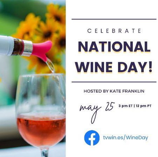 🍾 Cheers to the best day of the year! We can’t wait to celebrate National Wine Day with you live from WHQ at 3 PM EST today > head on over to our Facebook page to sip with us!